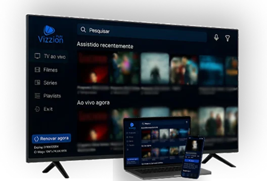 Vizzion Play instalado em Smart TV Samsung, LG e Fire TV com TopCine IPTV