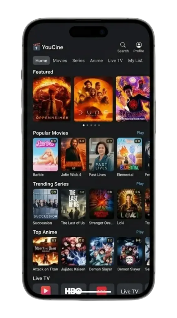 Tela do YouCine no celular — código de resgate