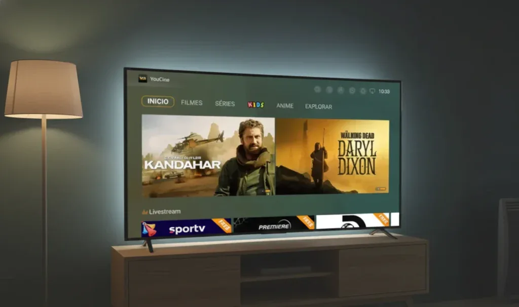 YouCine na TV pedindo atualização de versão